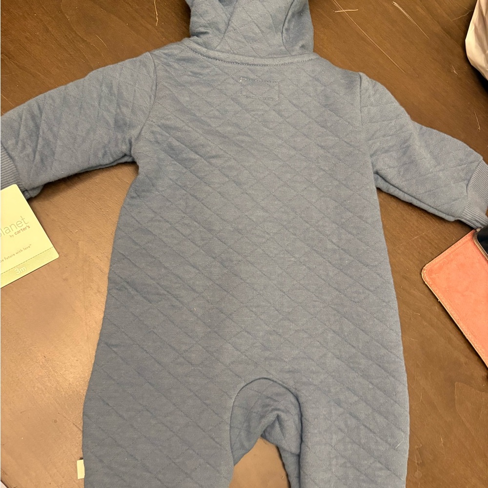 Cozy Blue Quilted Footie for Kids - Picture 2 of 4
